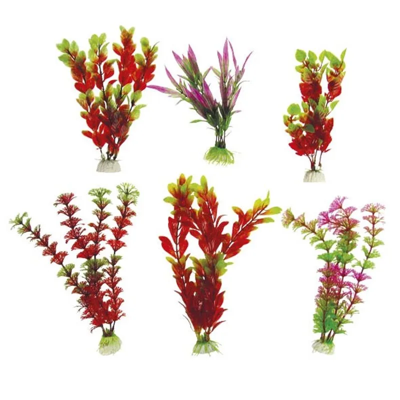 Akváriové rastliny TATRAPET, umelé dekorácie, so záťažou,15-20cm, červené, mix dizajnov, bal. 6ks