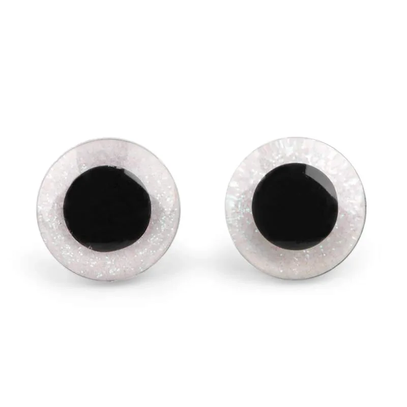 Oči na macramé sovu trblietavé s poistkou 20 mm – biele