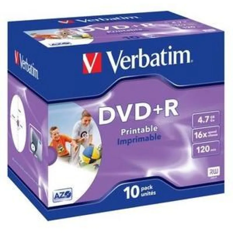 VERBATIM DVD+R(10-Pack)Printable/ Jewel/ 16x/ 4.7GB 43508