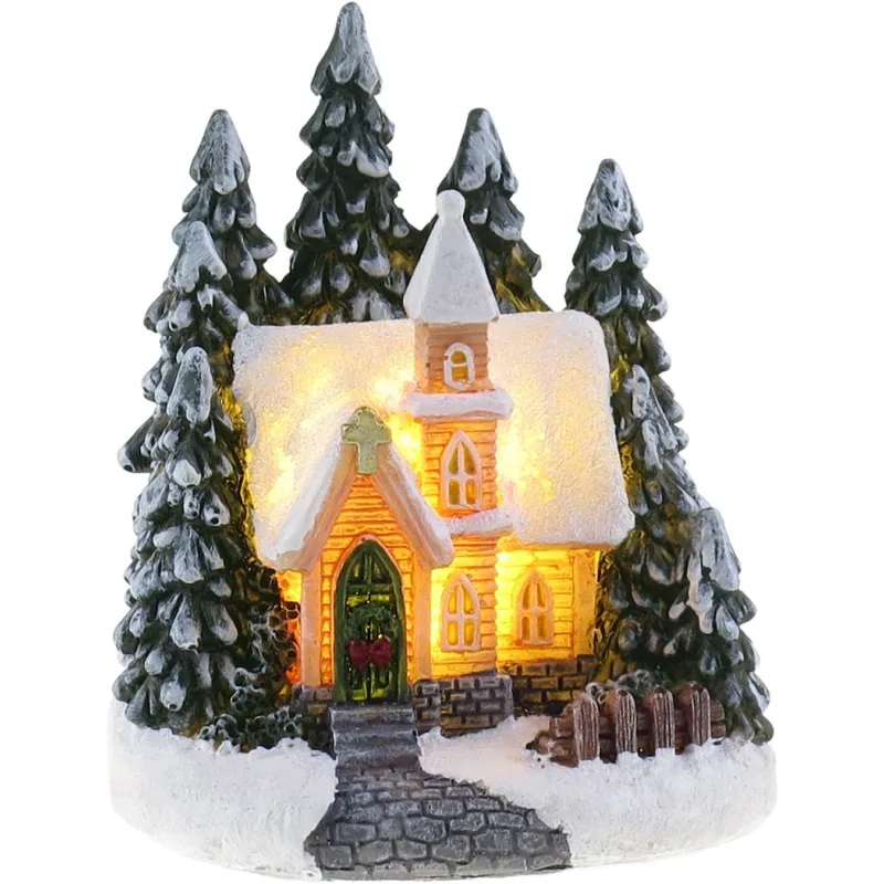 Dekorácia MagicHome Vianoce, Kostol, LED, 2xLR44, 7x6,3x8,4 cm, sellbox