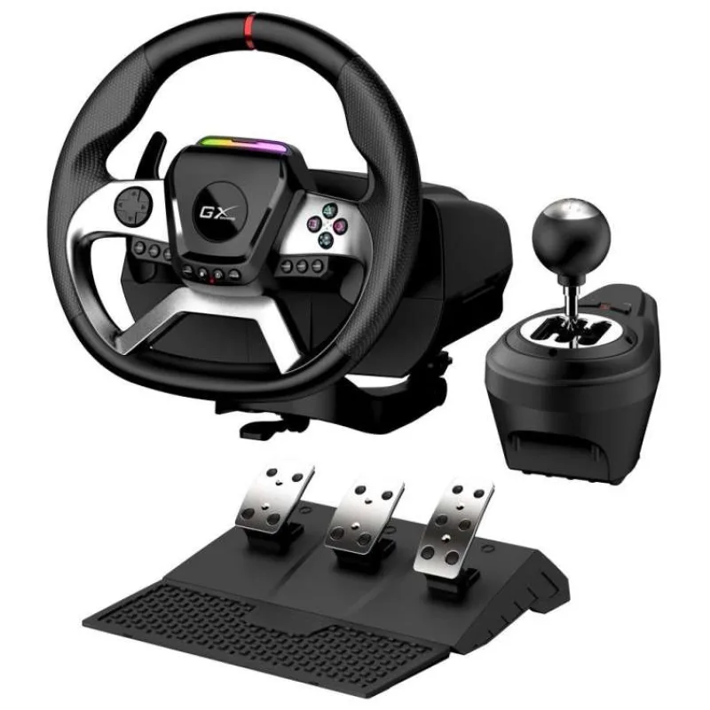 Genius GX Gaming SpeedMaster X5 FF Volant, pedály, řadicí páka, pro PC, PS4, Xbox One, vibrace, černo-stříbrný (31620004400)