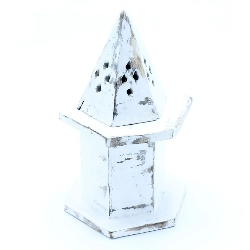 Stojan na Vonné Kužele Biela Vymývaná Pyramída Mini Dom - Ancient Wisdom