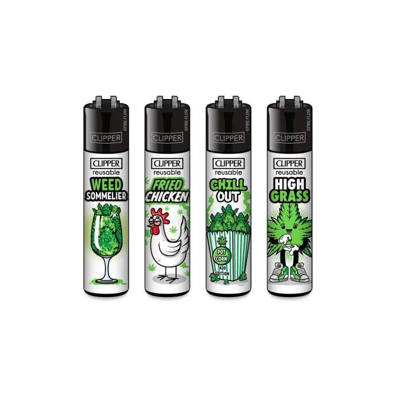Clipper® zapaľovač Weed Slogan 4 ks