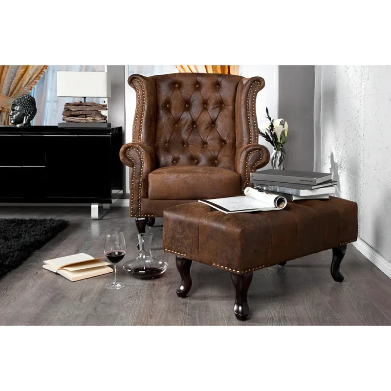 Taburetka 19449 Chesterfield Antik Hnedá