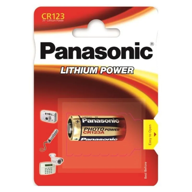 Baterie lithiová, CR123A, CR23, DL123A, CR123, 3V, Panasonic, blistr, 1-pack