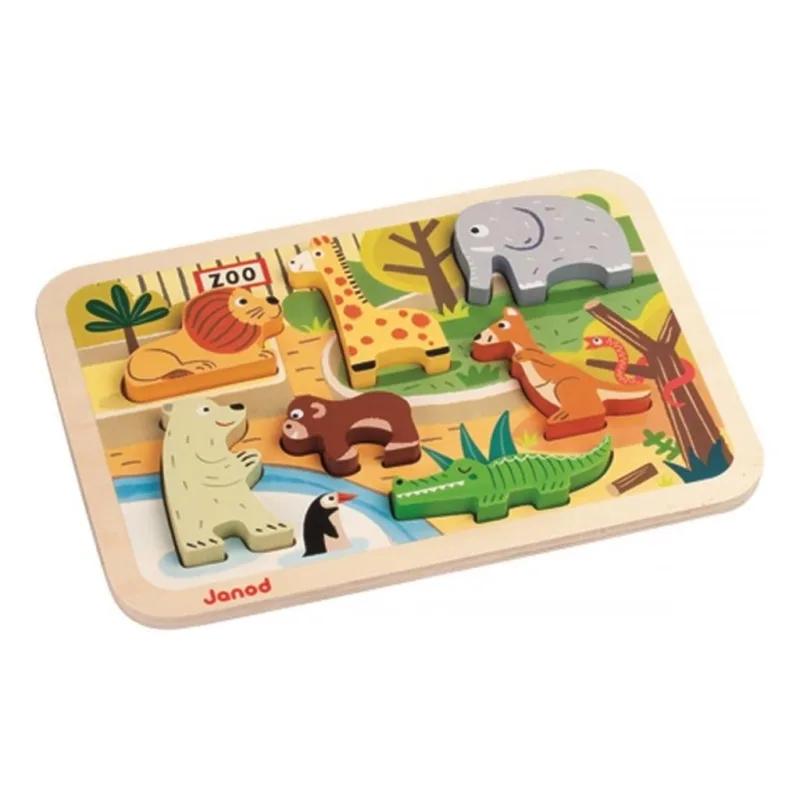 Janod Drevené vkladacie puzzle pre najmenších ZOO Chunky