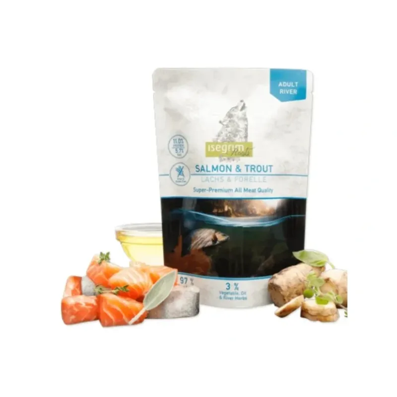ISEGRIM ROOTS SALMON & TROUT losos a pstruh kapsička 410g