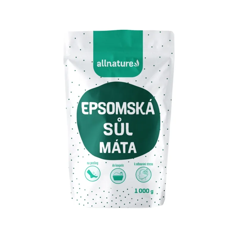 Allnature Epsomská soľ, Mäta, 1000 g
