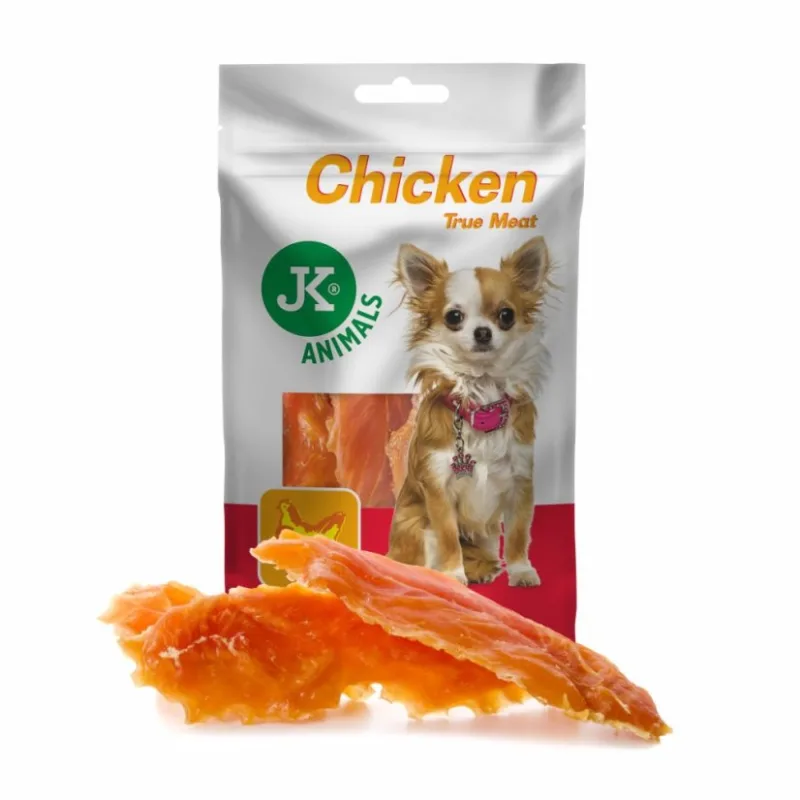 JK Animals sušené kuracie mäso, mäsová maškrta pre psov (Chicken True Meat Snack) 80 g