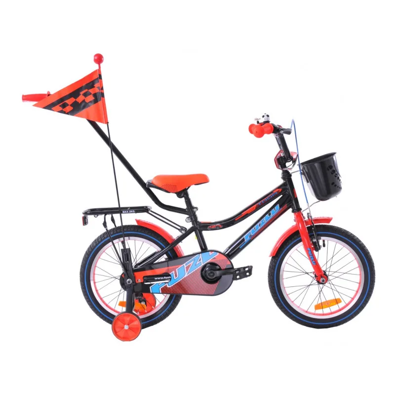 Detský bicykel 16" Fuzlu Thor čierno / červeno / modrý lesklý