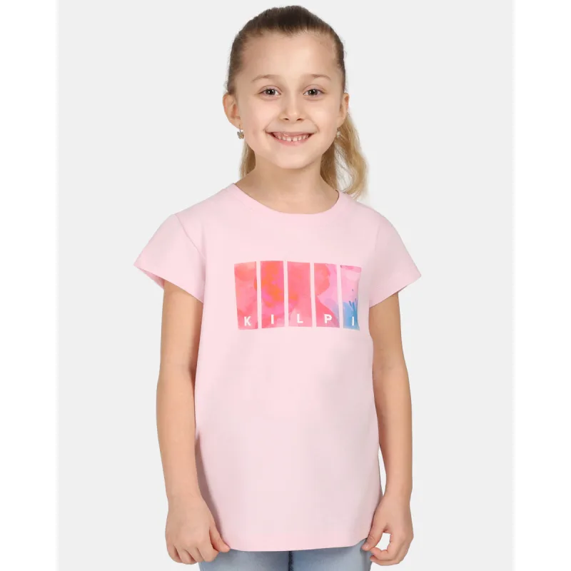 Girl's cotton T-shirt Kilpi ALBION-JG - LIGHT PINK / 98