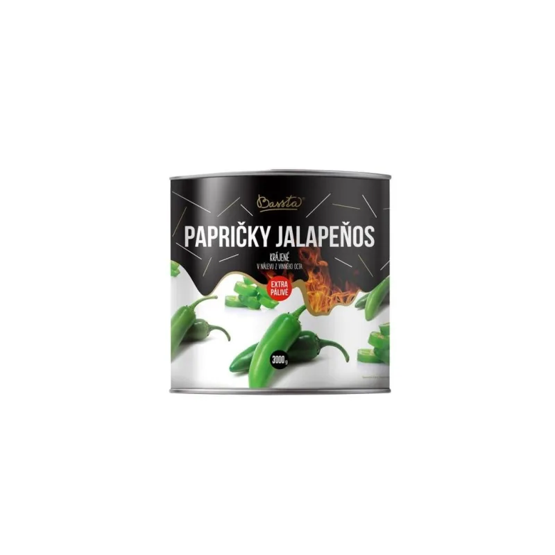 Papričky jalapeňos krájané extra pálivé 3000g/1700g Bassta