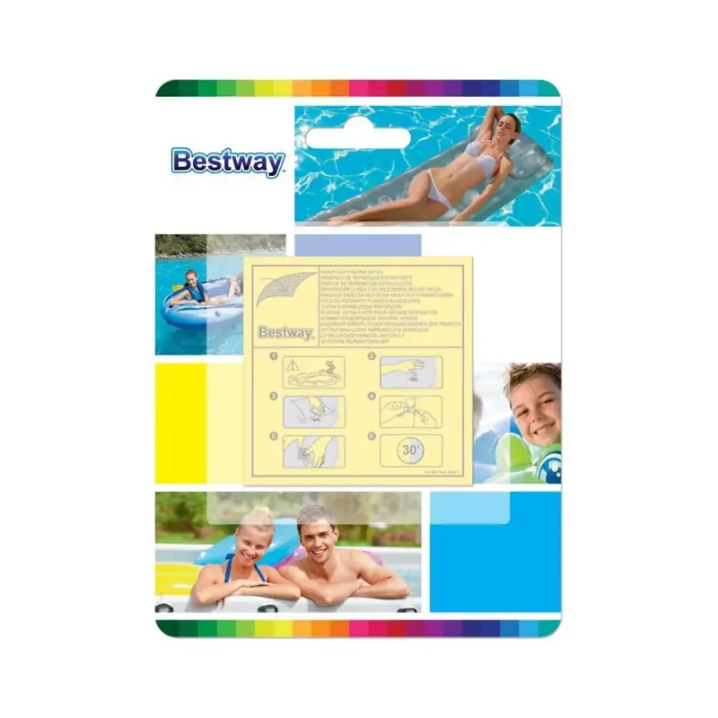 Sada na opravu bazénov Bestway® 62068, na opravu bazénov a nafukovačiek, 10 ks, 65x65 mm