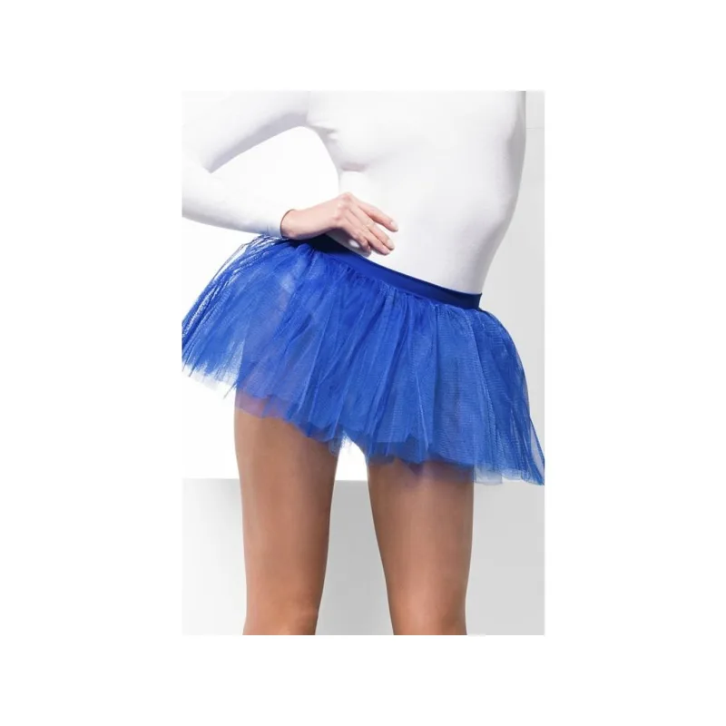 Spodnička tylová - TUTU - neónovo modrá, mini, vrstvená