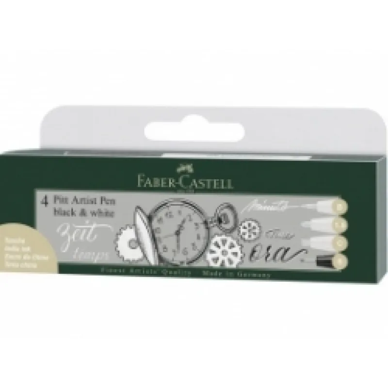 Faber-Castell Pitt Artist Pen black & white, sada 4 ks