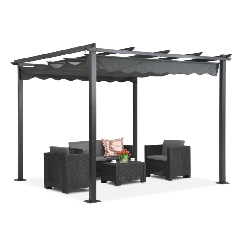 Pergola na terasu voľne stojaca Tenerife 3 x 3m sivá Garden Point