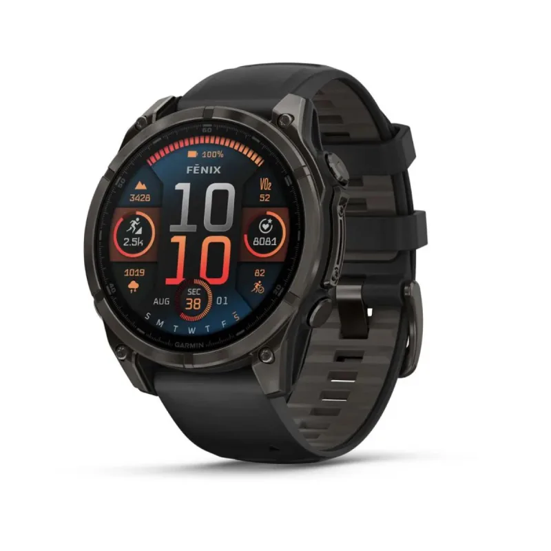 Garmin Fenix 8 AMOLED Sapphire 43mm Titanium Grey with Black/Pebble Grey silicone Band