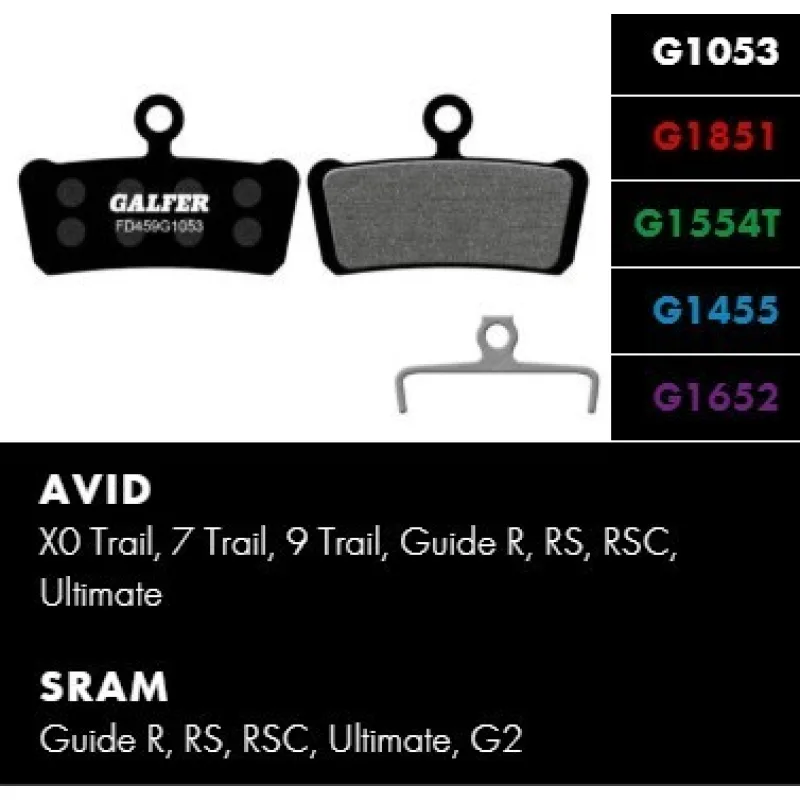 Brzdové platničky GALFER - FD459 -AVID X0/SRAM Ultimate Zmes: G1053 čierne štandard