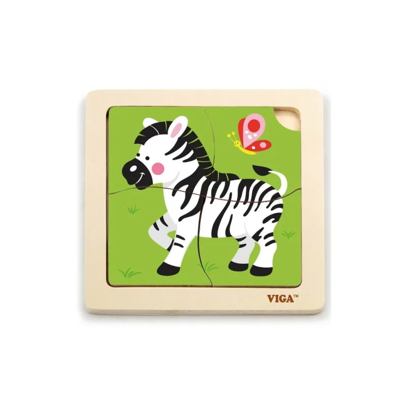 Viga Drevené puzzle Zebra 4ks