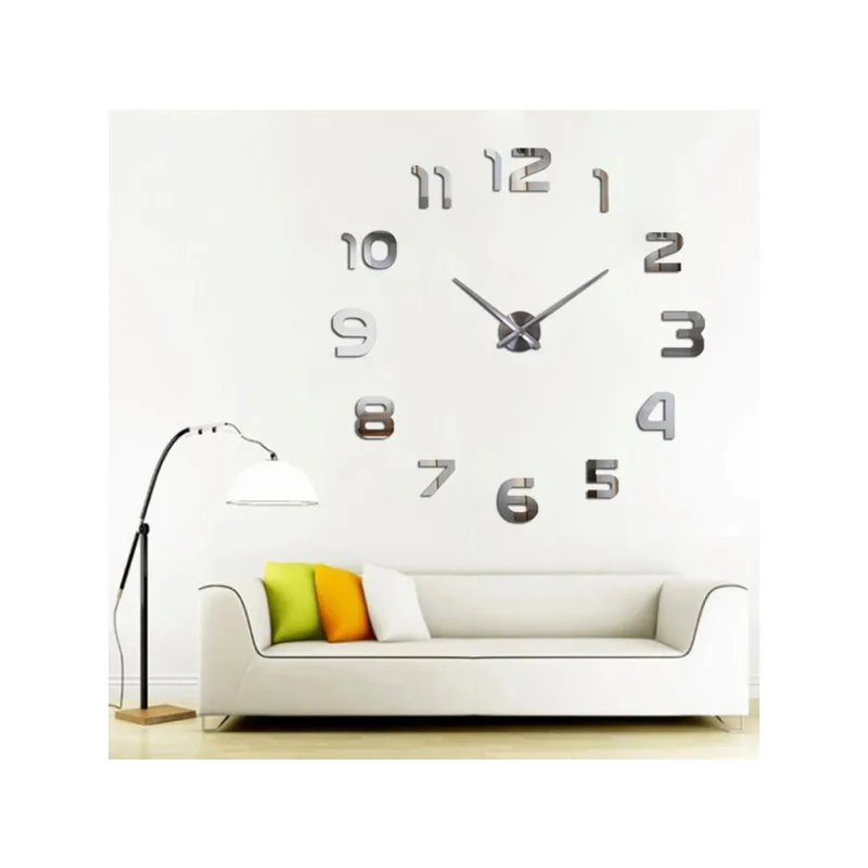 HomePRO HP-7844 Nástenné nalepovacie hodiny s arabskými číslicami a ciferníkom 80-120cm, strieborná
