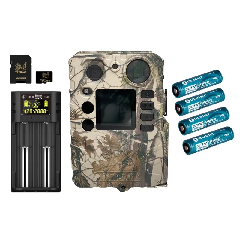 Komplet fotopasce TETRAO Strix 18 Gen.II 37 Mpx + 4ks batérie, nabíjačka TETRAO, SD karta