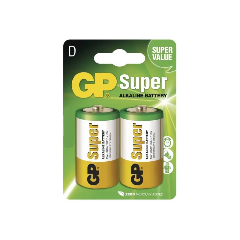 Alkalická batéria GP Super LR20 (D), 2 ks v balení