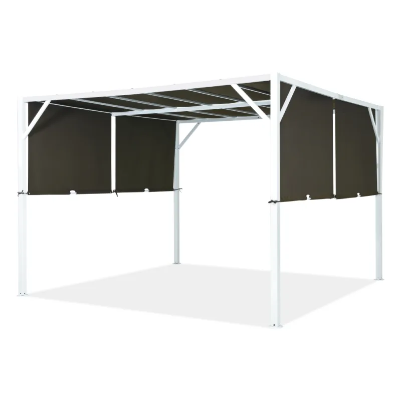 Kovová pergola na terasu Santorini 3 x 3 m bielo-hnedá Garden Point