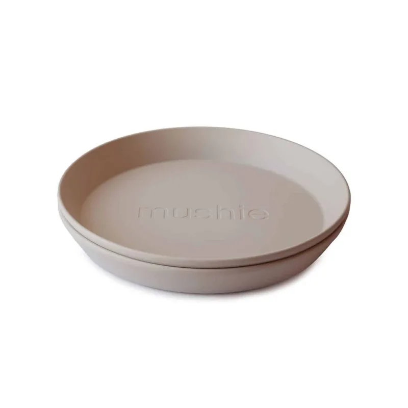 Mushie - Plytký okrúhly tanier 2 ks - Vanilla