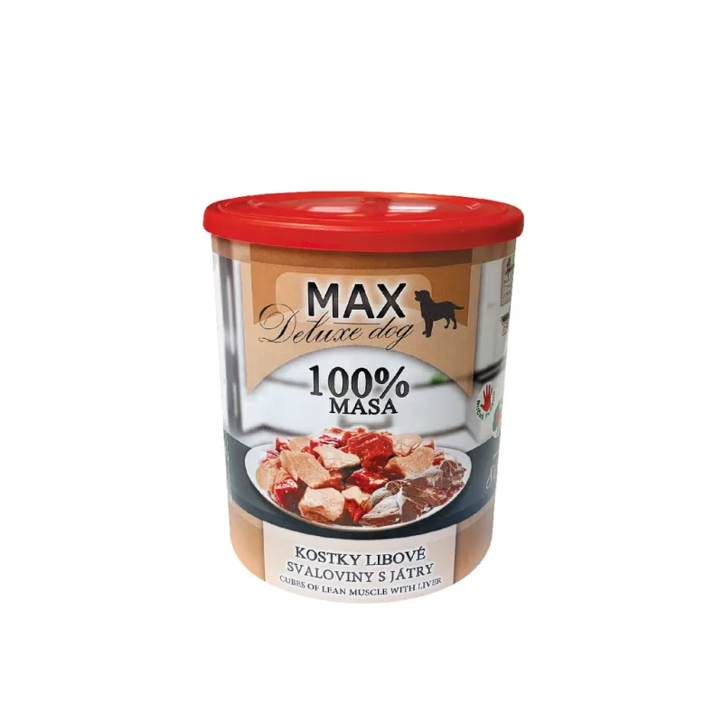 Konzerva Max Deluxe Kostky libové svaloviny s játry 800 g