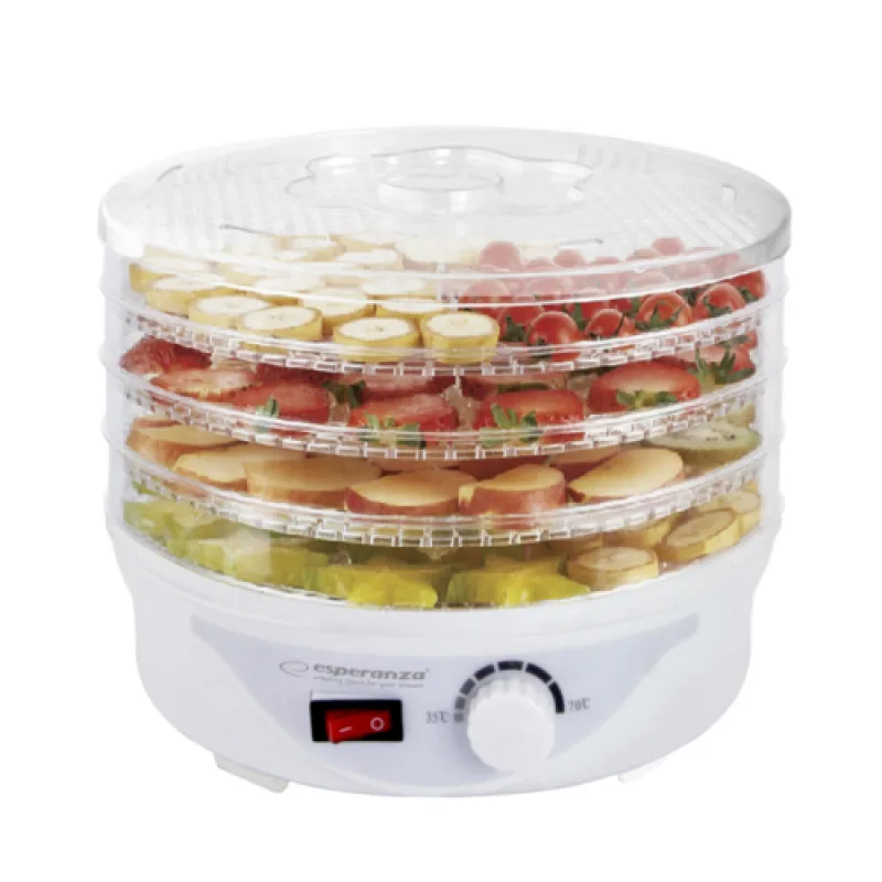 Esperanza EKD003, Delicatesse, 250 W, 4 podnosy, 8 programov, plast, biela, sušička