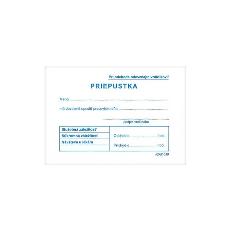 039 Priepustka