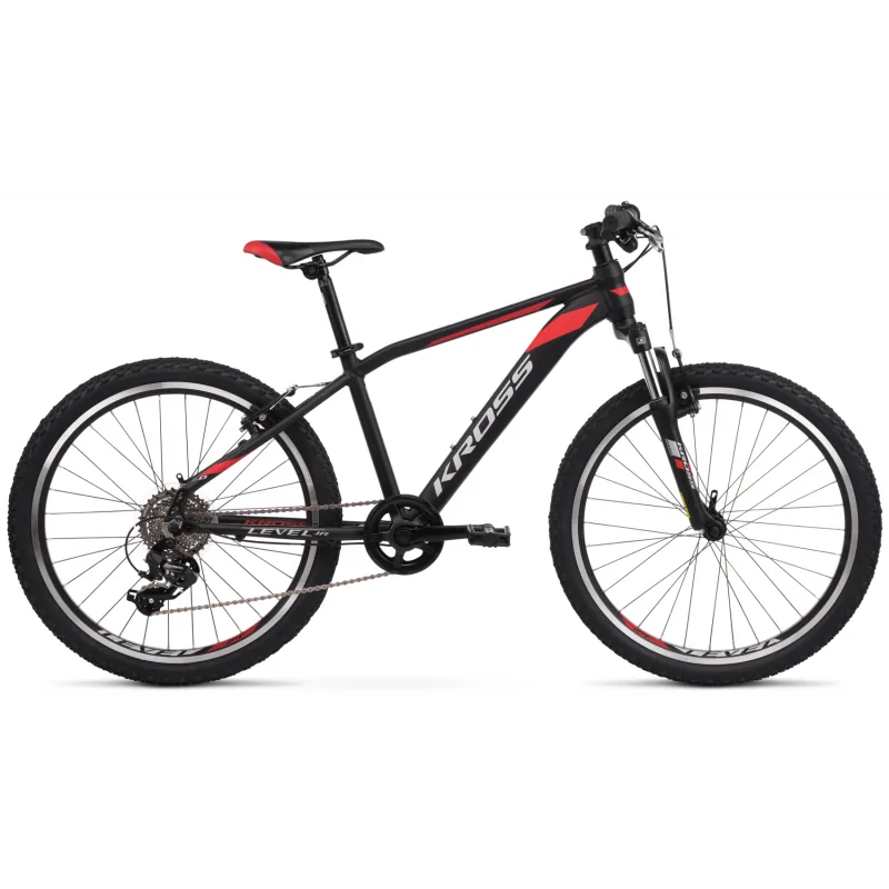 Detský mestský bicykel 24" KROSS Level JR 2.0 čierno/červený