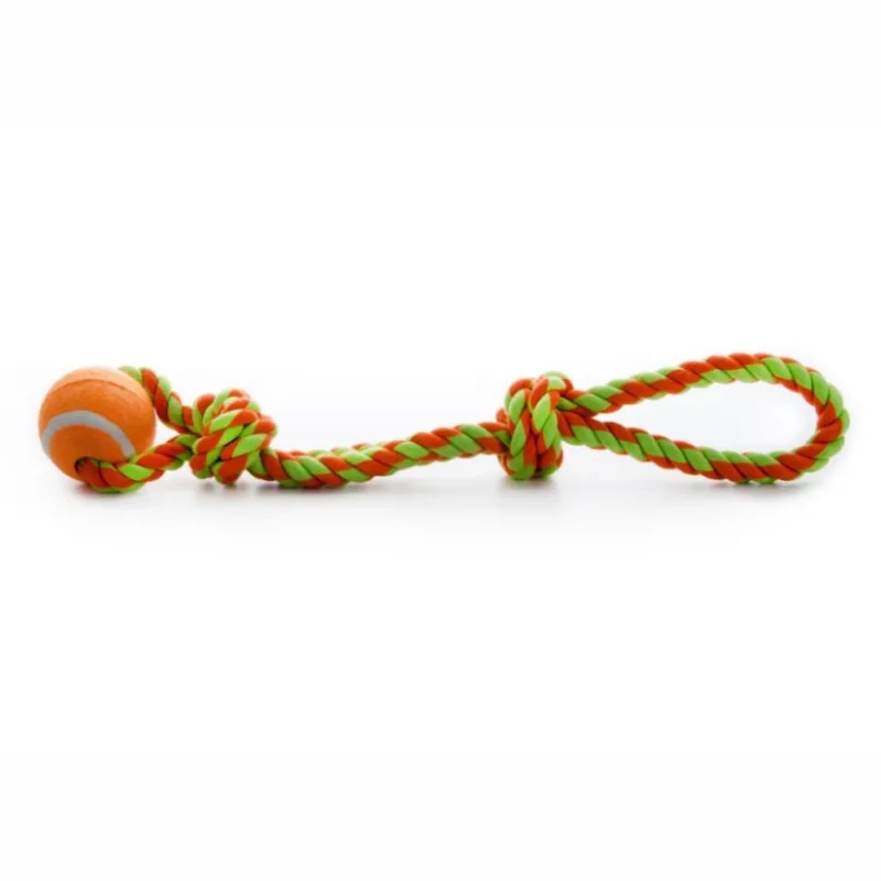 JK ANIMALS Bavlnené preťahovadlo s tenisákom, bavlnené preťahovadlo pre psov, 43 cm