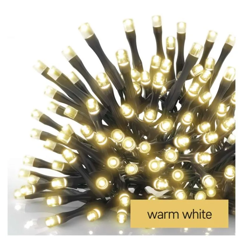 EMOS D4FW01 vianočná reťaz CLASSIC 40 LED 2,8m 0,5W teplá biela, IP44, farba drôtu - čierna, časovač, 3xAA excl.