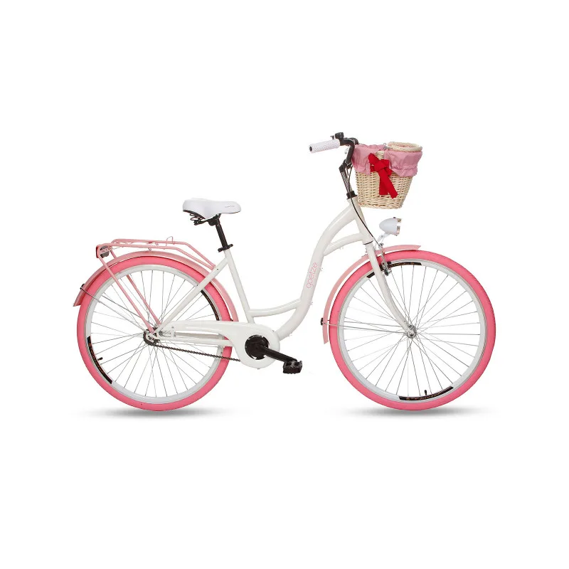 Retro Bicykel GOETZE COLOURS 28" 1 Prevodový bielo-ružový+košík