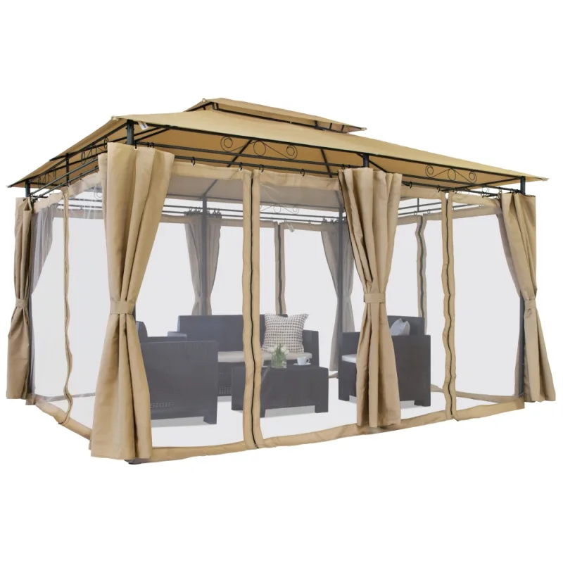Krémový záhradný pavilón s moskytiérou Ibiza 3x4m Garden Point