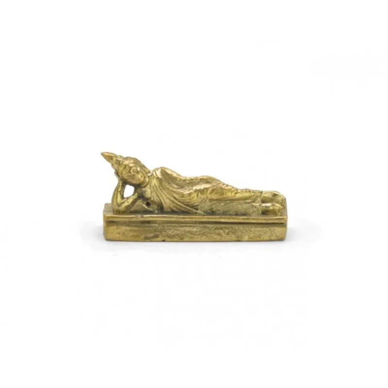 Figurka ležící Buddha, mosaz, 3 cm