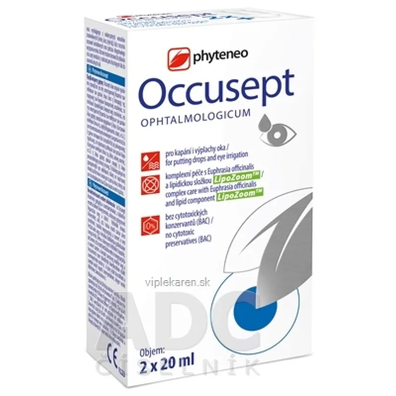 Occusept ENEO očné kvapky, s vaničkou, 2x20 ml