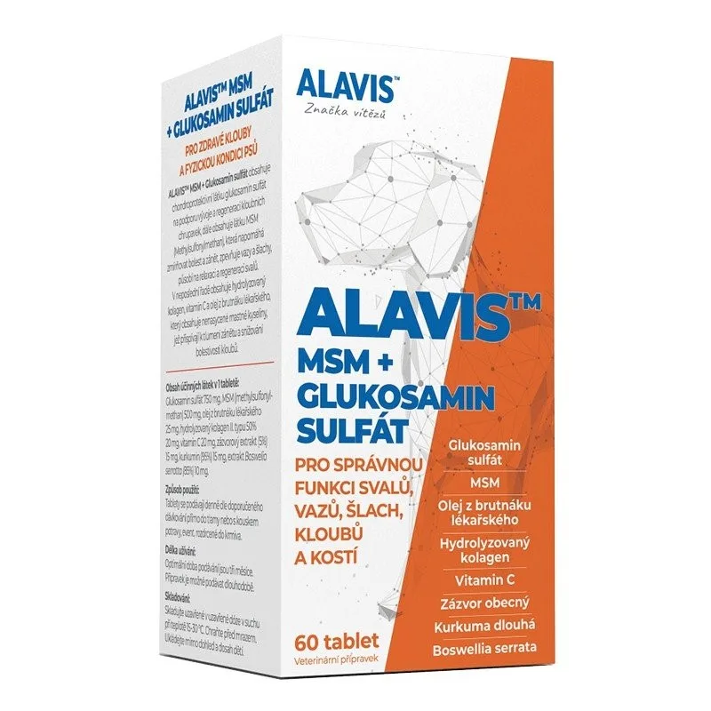 Alavis MSM + Glukosamín sulfát pre psy 60tbl