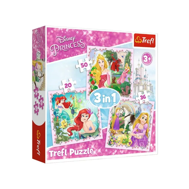 Trefl puzzle Disney Princess sada 3v1