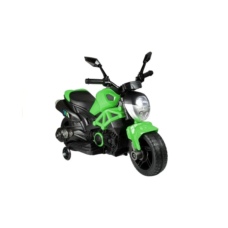 Elektrická motorku LEAN CARS GTM1188, zelená, 6 V, pre deti vo veku 3–6 rokov, s LED svetlami