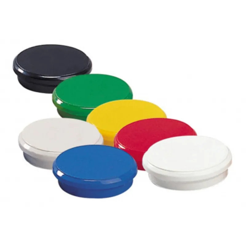 Magnety okrúhle v plastovom puzdre, priemer 24mm, farebný mix, 10ks/bal.