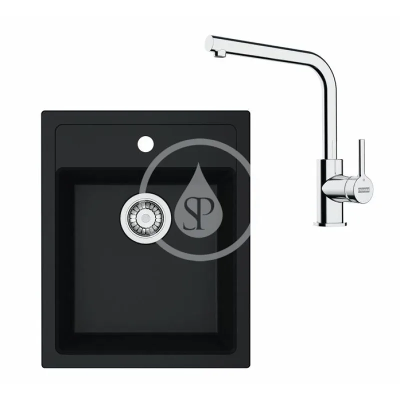 Franke  - Kuchynský set T113Č, tectonitový drez SID 610-40 a batéria FS 3230.031, čierna/chróm