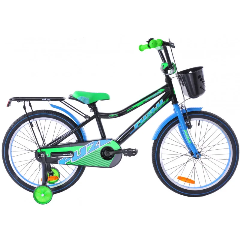 Detský bicykel 20" Fuzlu Thor čierno / modro / zelený lesklý