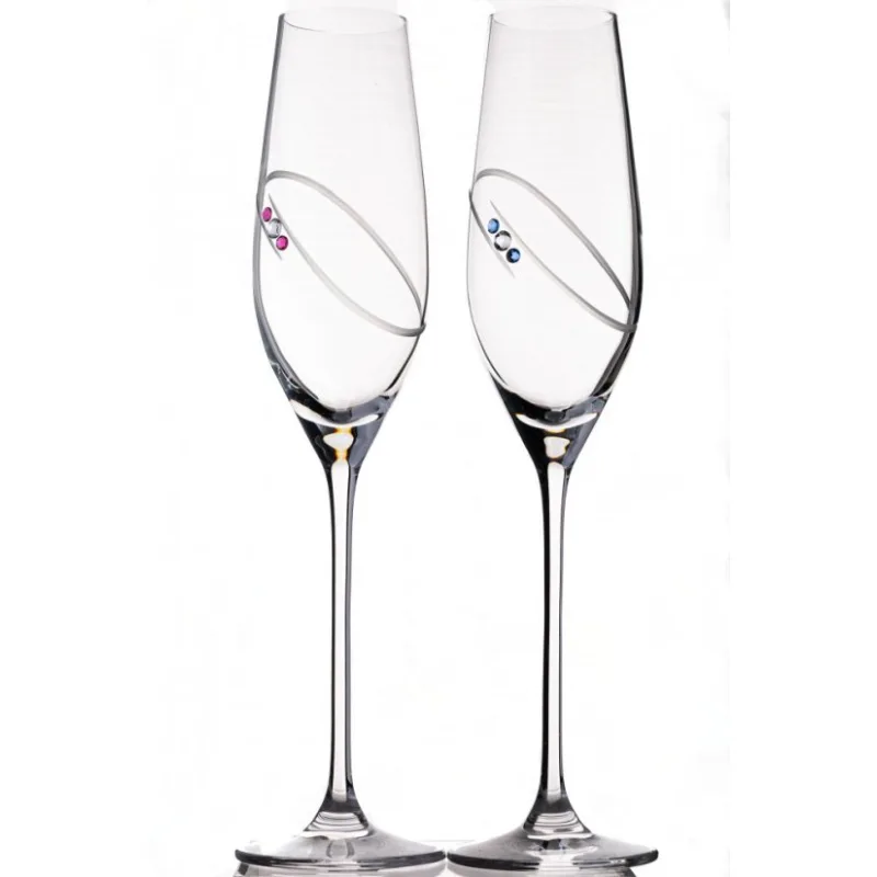 Set svadobných sklenic, Prstene, Swarovski, 2 ks, 210 ml