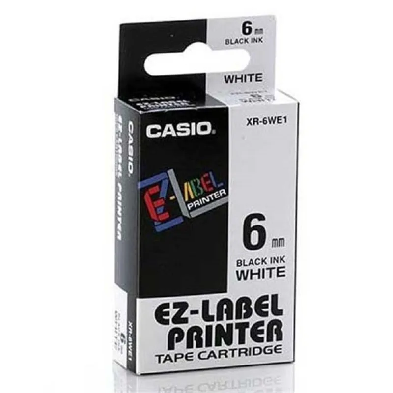 CASIO XR-6WE1, černý tisk/bílý podklad, nelaminovaná, 8m, 6mm
