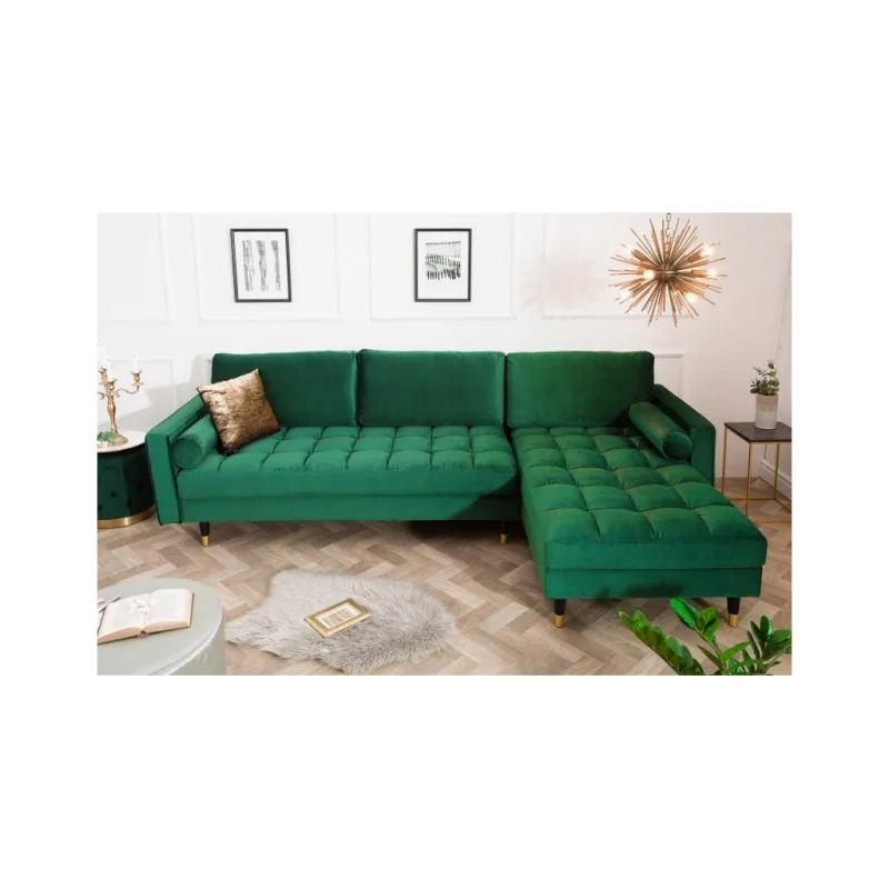 Rohová sedačka - Cozy Velvet, zelená