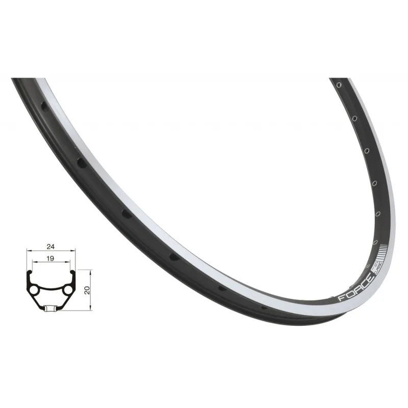 FORCE ráfik CLASSIC  26´´ 559x19 36 dier, čierny