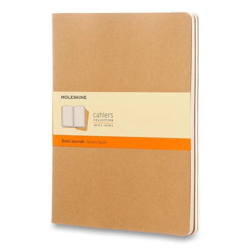 Zošity Moleskine Cahier - XL, linajkový, 3 ks, kartón