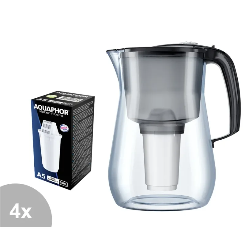 Aquaphor Provence čierna filtračná kanvica 4,2 l + 4 ks filtra Aquaphor A5
